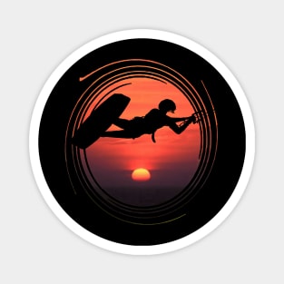 Kiter Silhouette In Black Female Rider Sunset Magnet